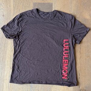 lululemon athletica Dark Brown Tee with Red Logo